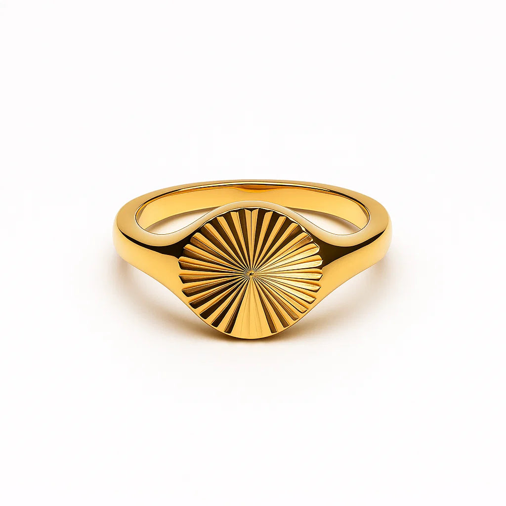 Anillo Sello Sol – Baño de Oro 18K
