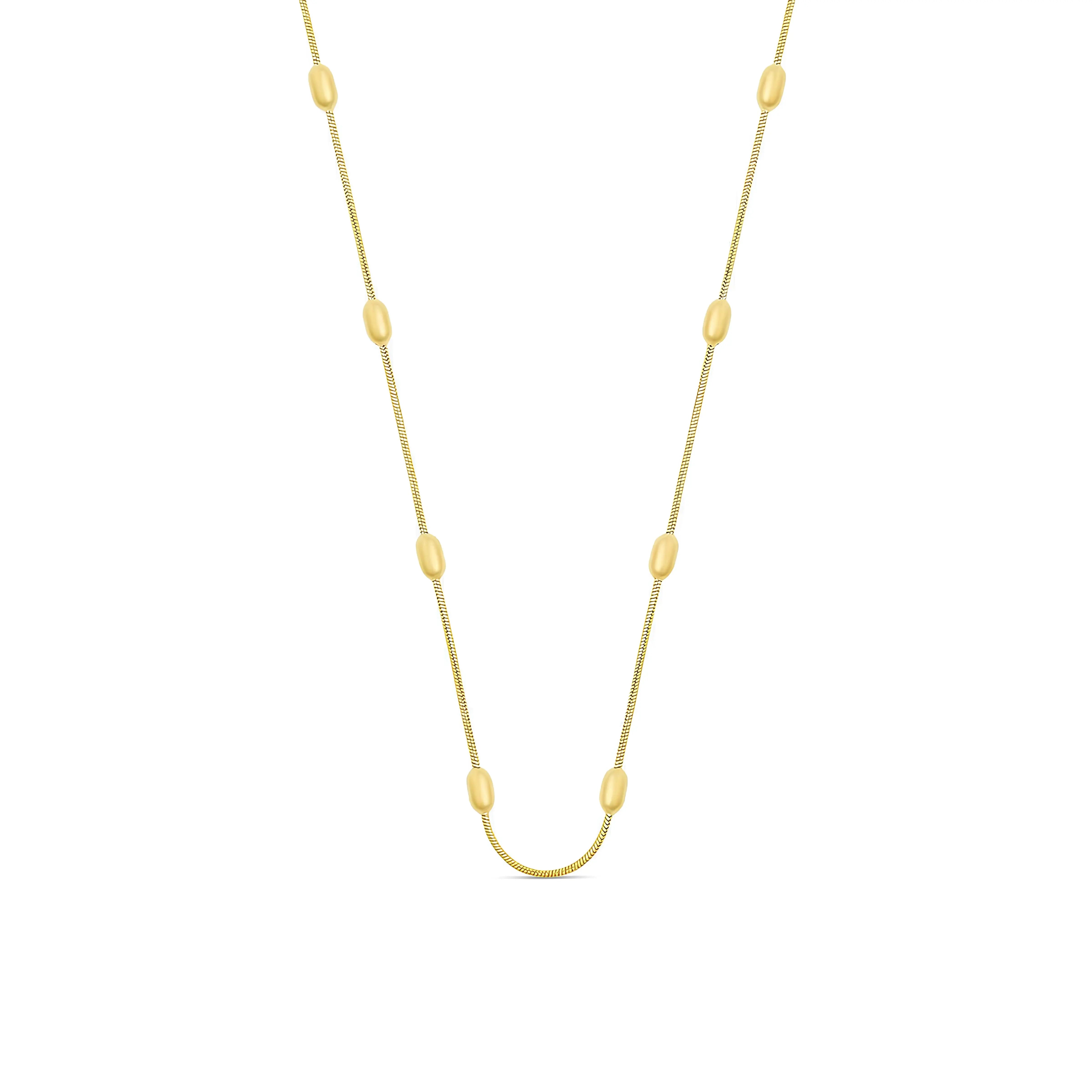 Collar ZAYA con esferas en estaciones, baño de oro 18K; hipoalergénico, a prueba de agua y con garantía de por vida.