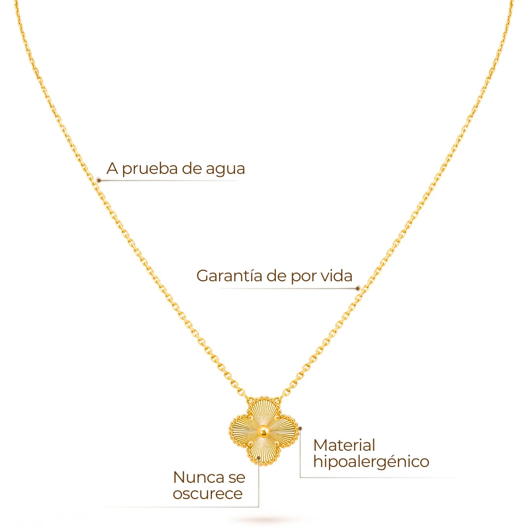 Collar Trébol Dorado Solitario – Baño de Oro 18K