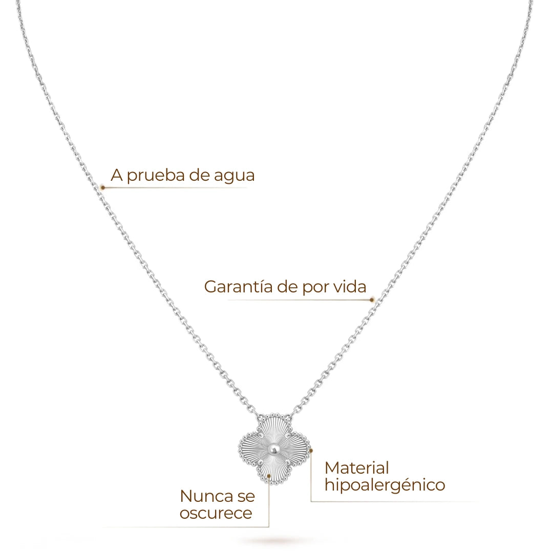 Collar Trébol Plata Solitario