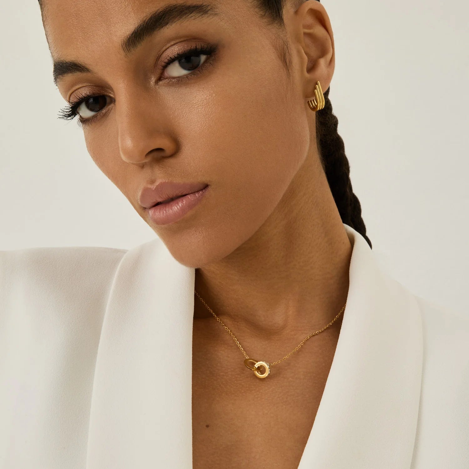 Collar Imperial Doble Aro con Zirconias - Baño de Oro 18K