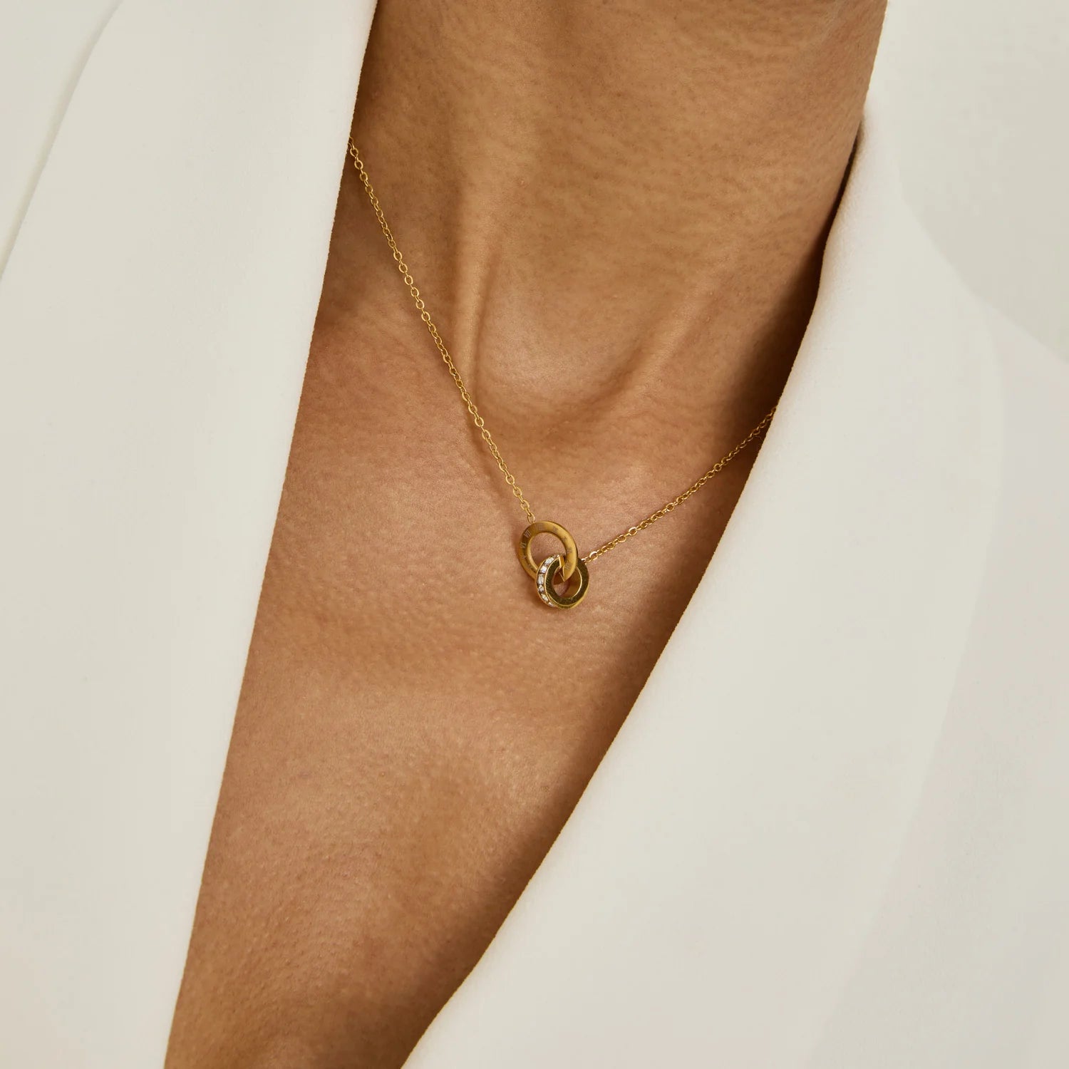 Collar Imperial Doble Aro con Zirconias - Baño de Oro 18K