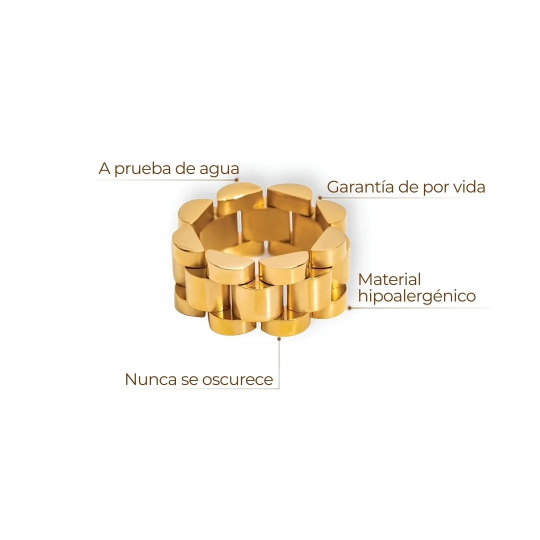 Anillo ZAYA de cadena ancha minimalista, baño de oro 18K; a prueba de agua, no se oscurece, hipoalergénico y con garantía de por vida.