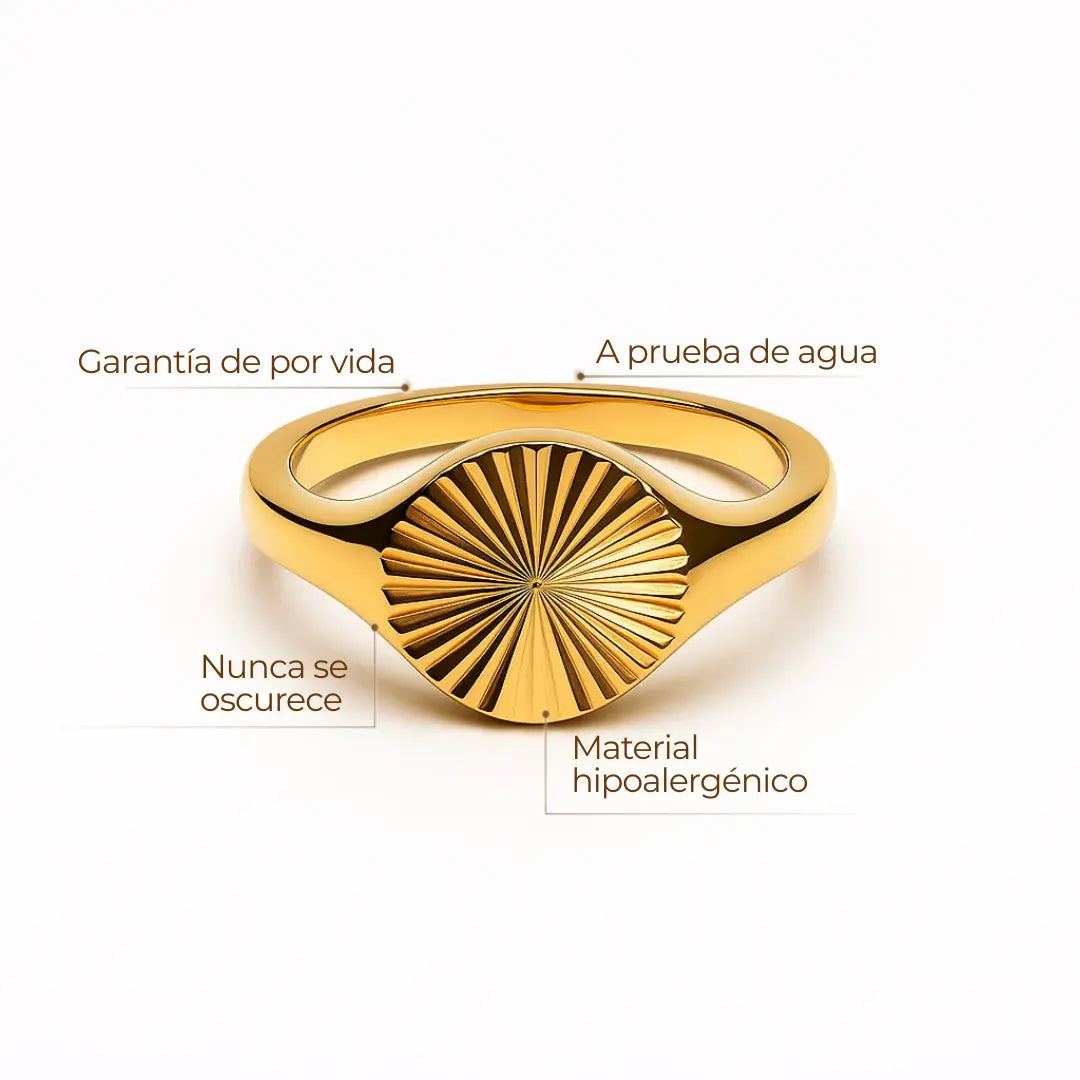 Anillo Sello Sol – Baño de Oro 18K