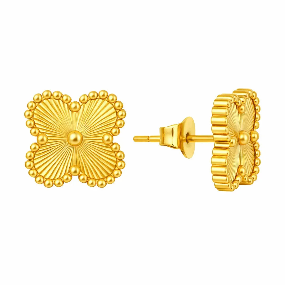 Aros Trébol Dorado – Baño de Oro 18K
