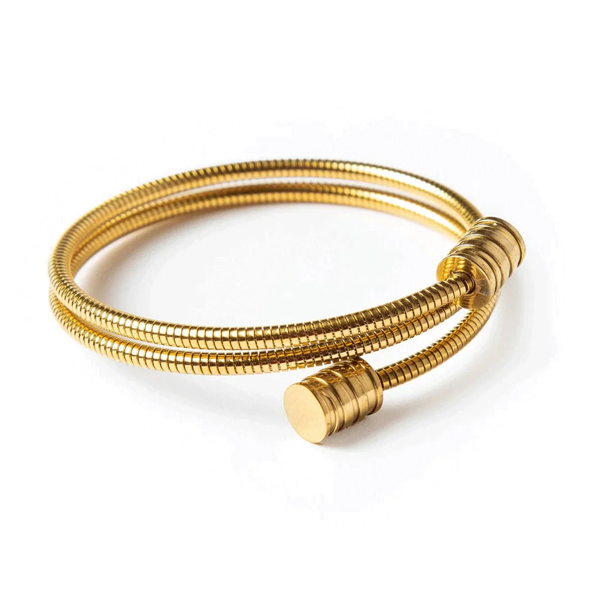 Brazalete ZAYA espiral de tres vueltas, baño de oro 18K; a prueba de agua, no se oscurece, hipoalergénico y con garantía de por vida.
