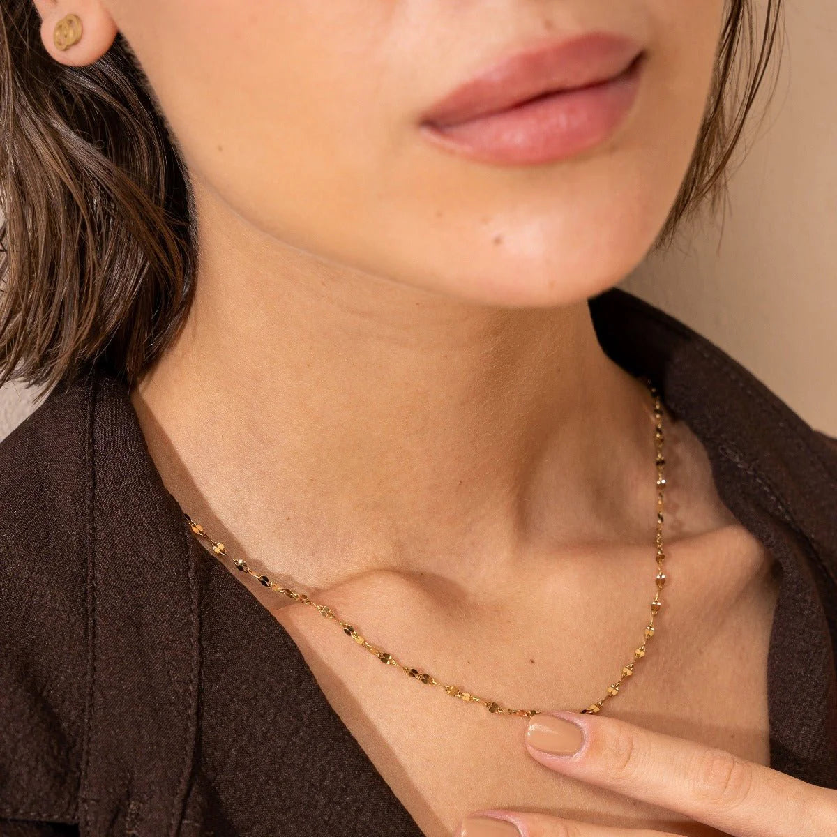 Collar ZAYA cadena Destiny con eslabones facetados, baño de oro 18K; hipoalergénico, a prueba de agua y con garantía de por vida