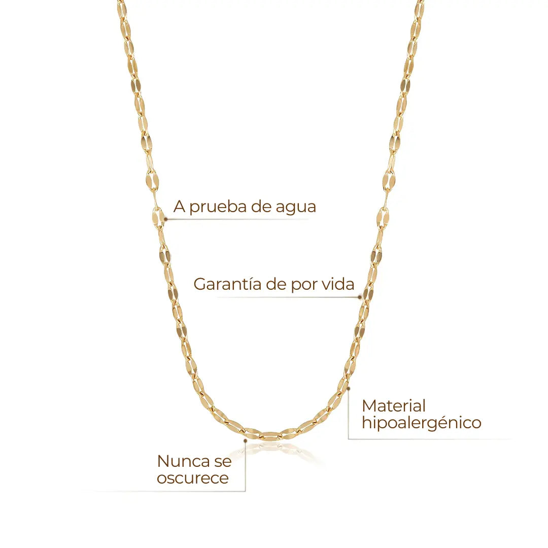 Collar ZAYA cadena Destiny con eslabones facetados, baño de oro 18K; hipoalergénico, a prueba de agua y con garantía de por vida