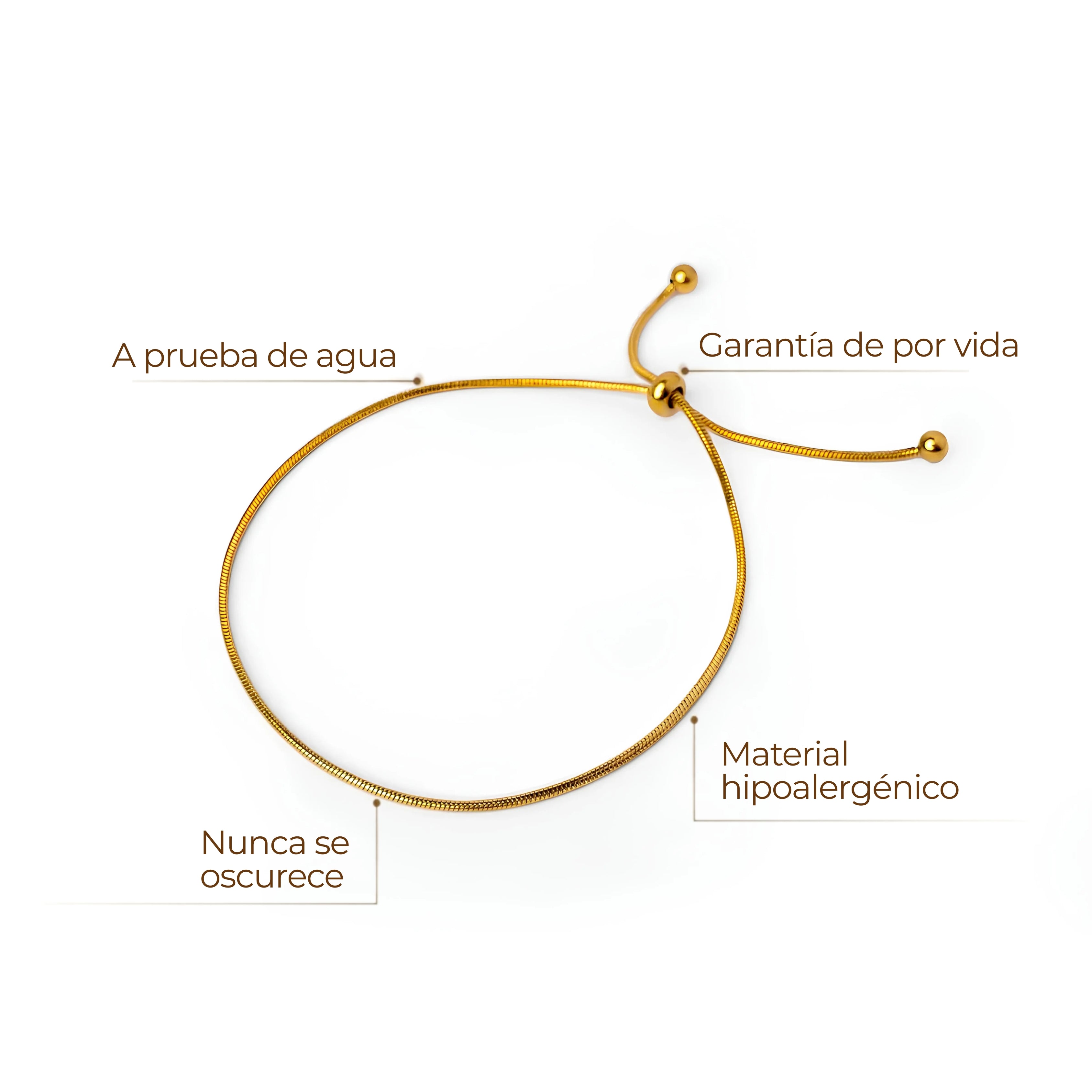 Pulsera Ajustable Fina - Baño de Oro 18K
