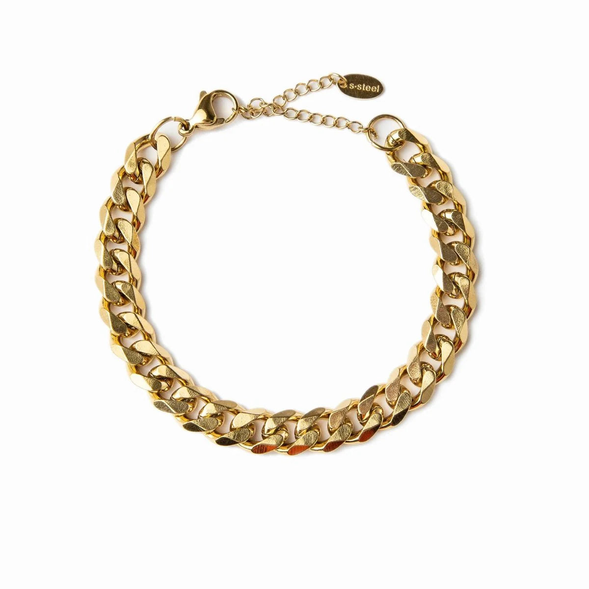 Pulsera ZAYA cadena grumet Petra dorada, baño de oro 18K; a prueba de agua, no se oscurece, hipoalergénica y con garantía de por vida.